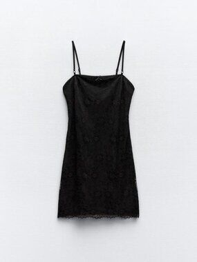 ZARA BLACK SHORT DRESS WITH LACE SZ SM